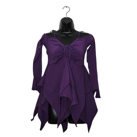 Current Mood Hankerchief Top Size Large Fairycore Whimsigoth Renaissance Witchy - Picture 4 of 6